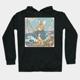 Funny Fishing Vintage Rabbit Fishermen Brown Bunny Relaxing Hoodie